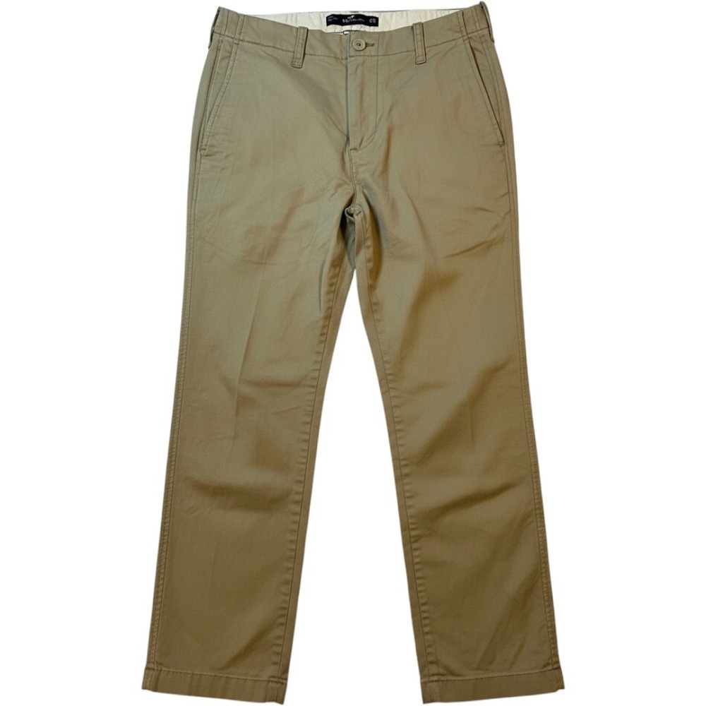 Hollister Epic Flex Slim Straight Chino Pants Mens 30x30 Khaki Tan Flat Front
